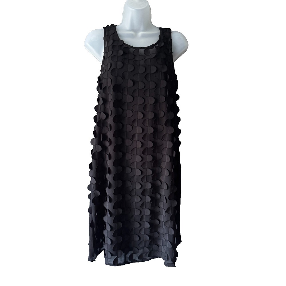 Nic‎ + Zoe Dress Womens Small Black Scalloped Overlay Cocktail Party